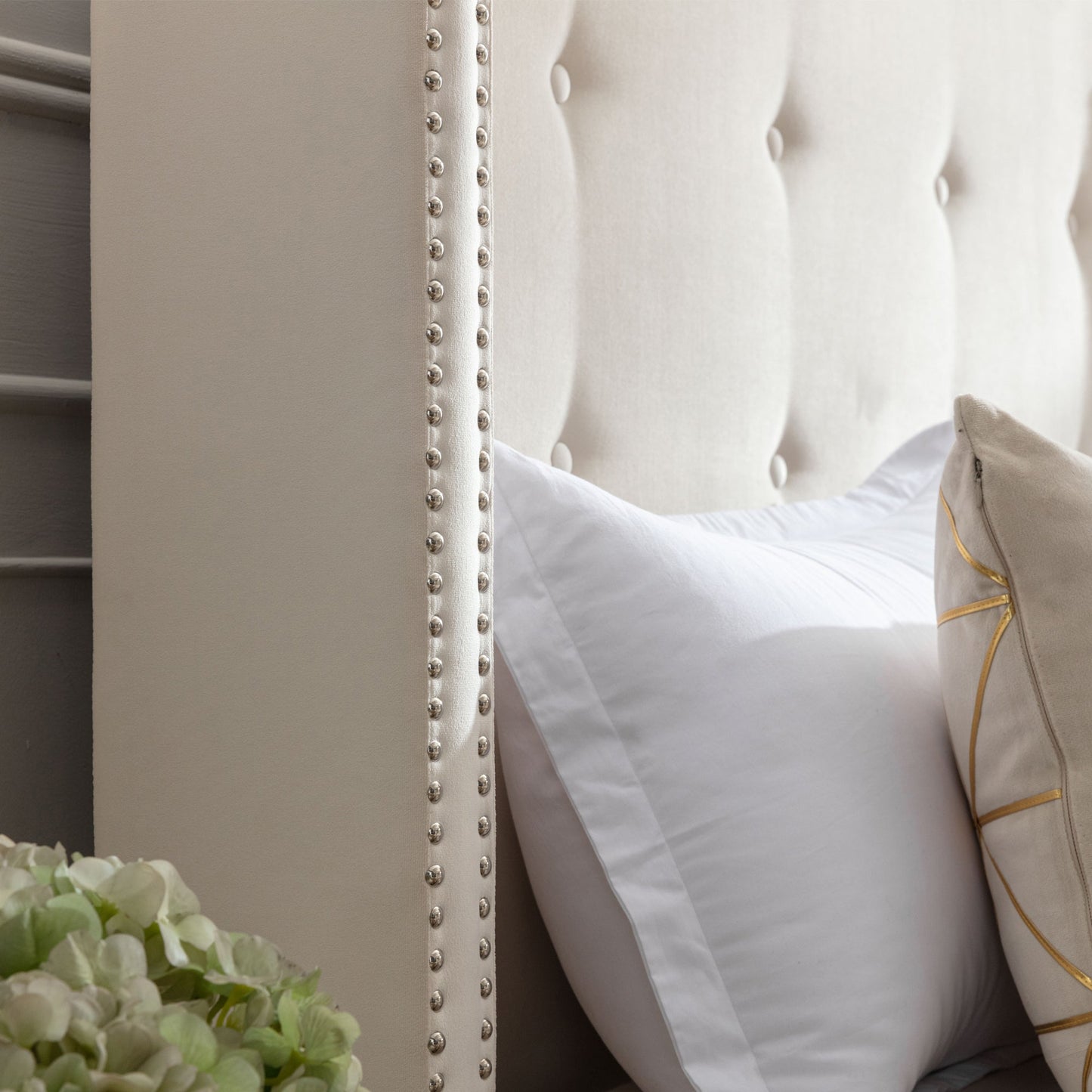 Jonas Upholstered Queen Bed Headborad Ivory - Bunk and Bed Co.