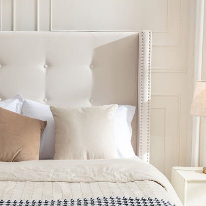 Jonas Upholstered Queen Bed Headborad Ivory - Bunk and Bed Co.