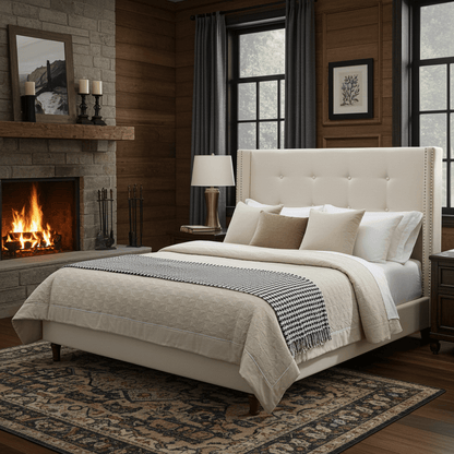 Jonas Upholstered Queen Bed Headborad Ivory - Bunk and Bed Co.