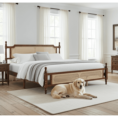 King Bed The Carolina Rattan Walnut - Bunk and Bed Co.