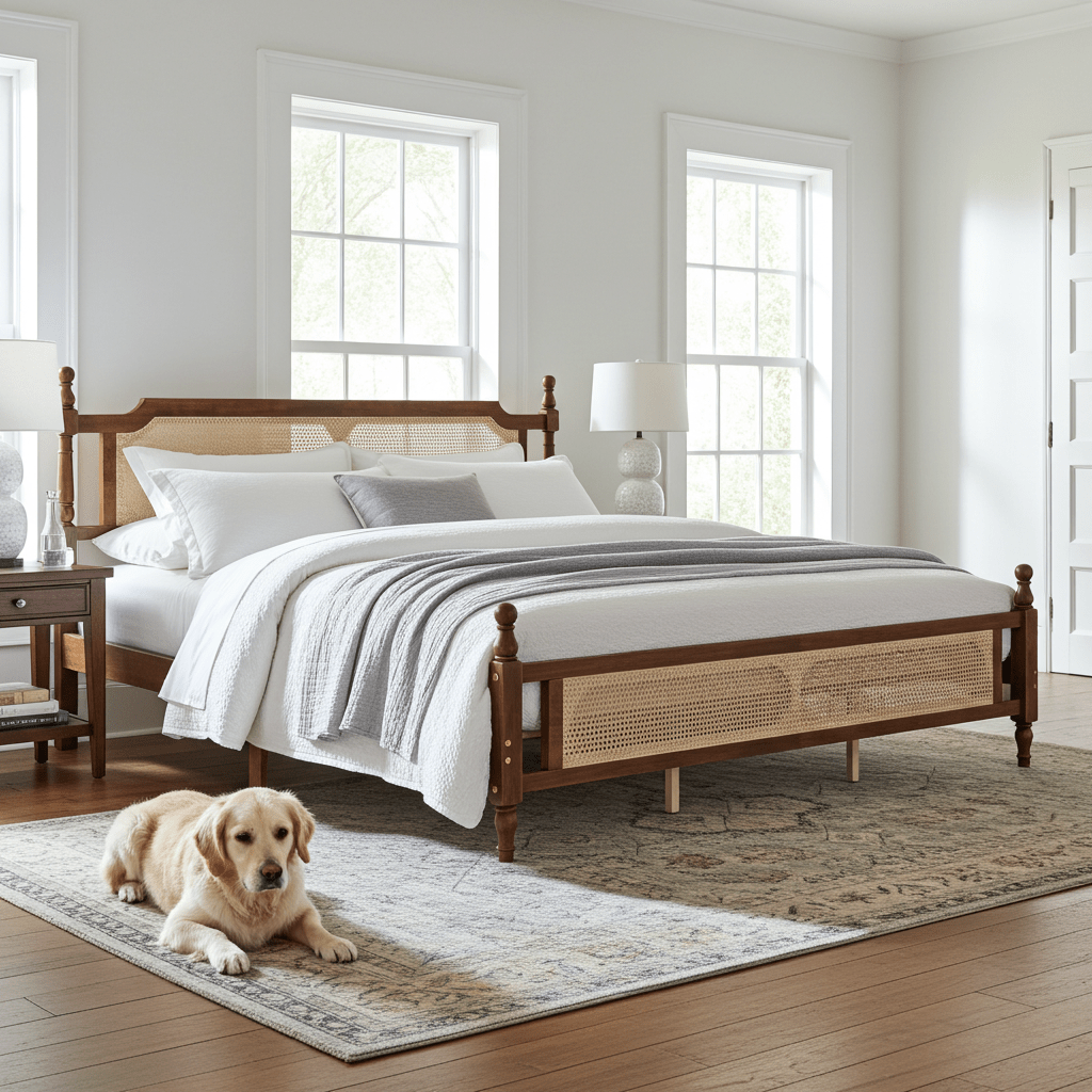 King Bed The Carolina Rattan Walnut - Bunk and Bed Co.
