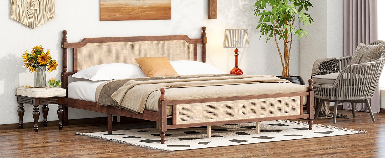 King Bed The Carolina Rattan Walnut - Bunk and Bed Co.
