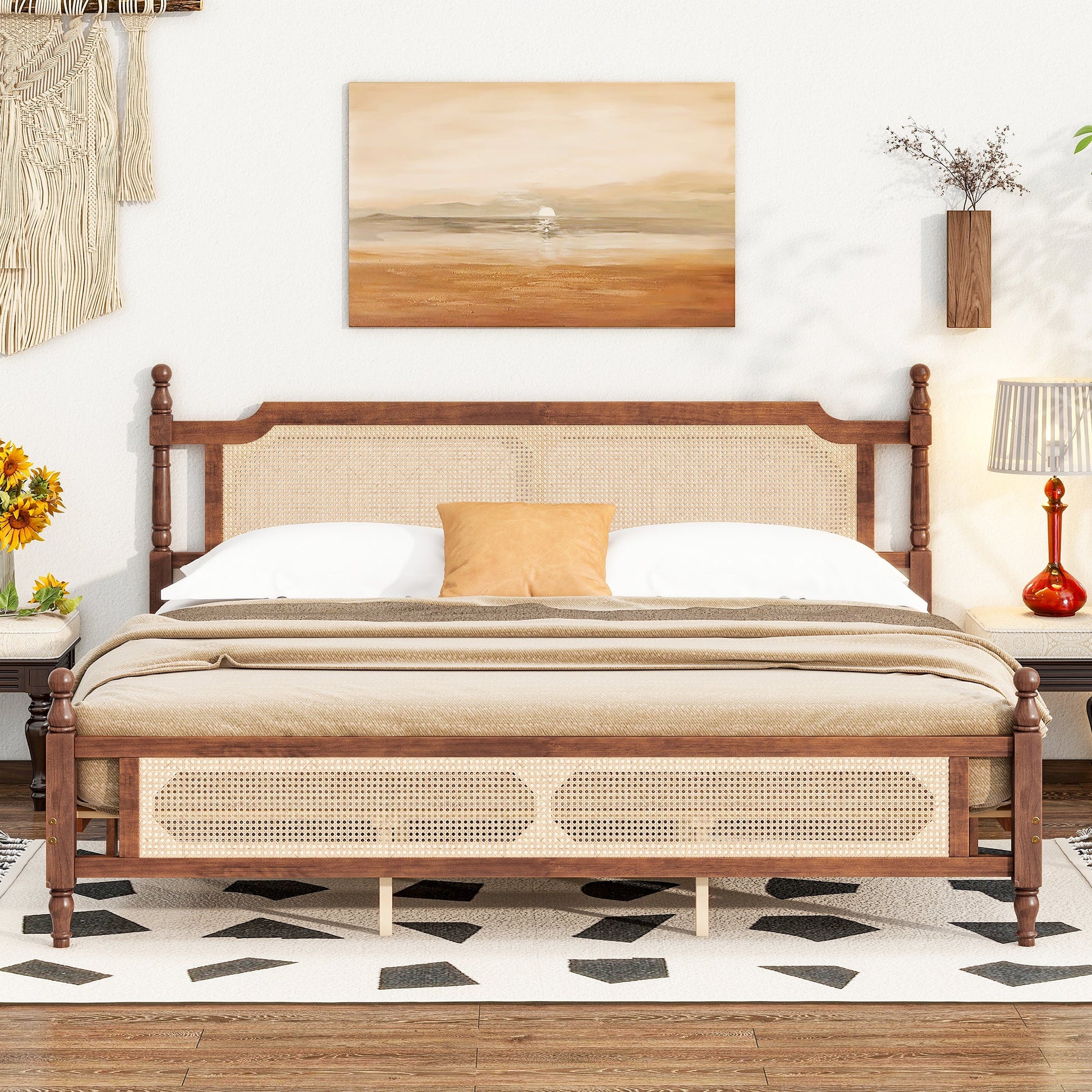 King Bed The Carolina Rattan Walnut - Bunk and Bed Co.