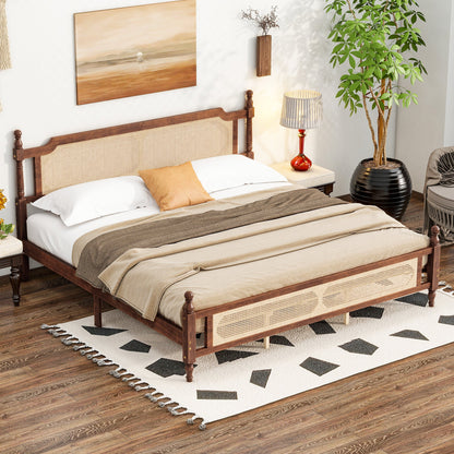 King Bed The Carolina Rattan Walnut - Bunk and Bed Co.