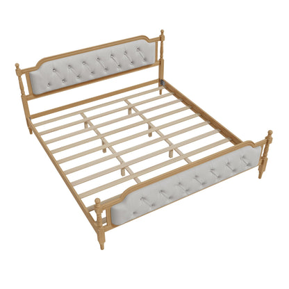 King Bed Versailles Haven Walnut Upholstered Wooden - Bunk and Bed Co.