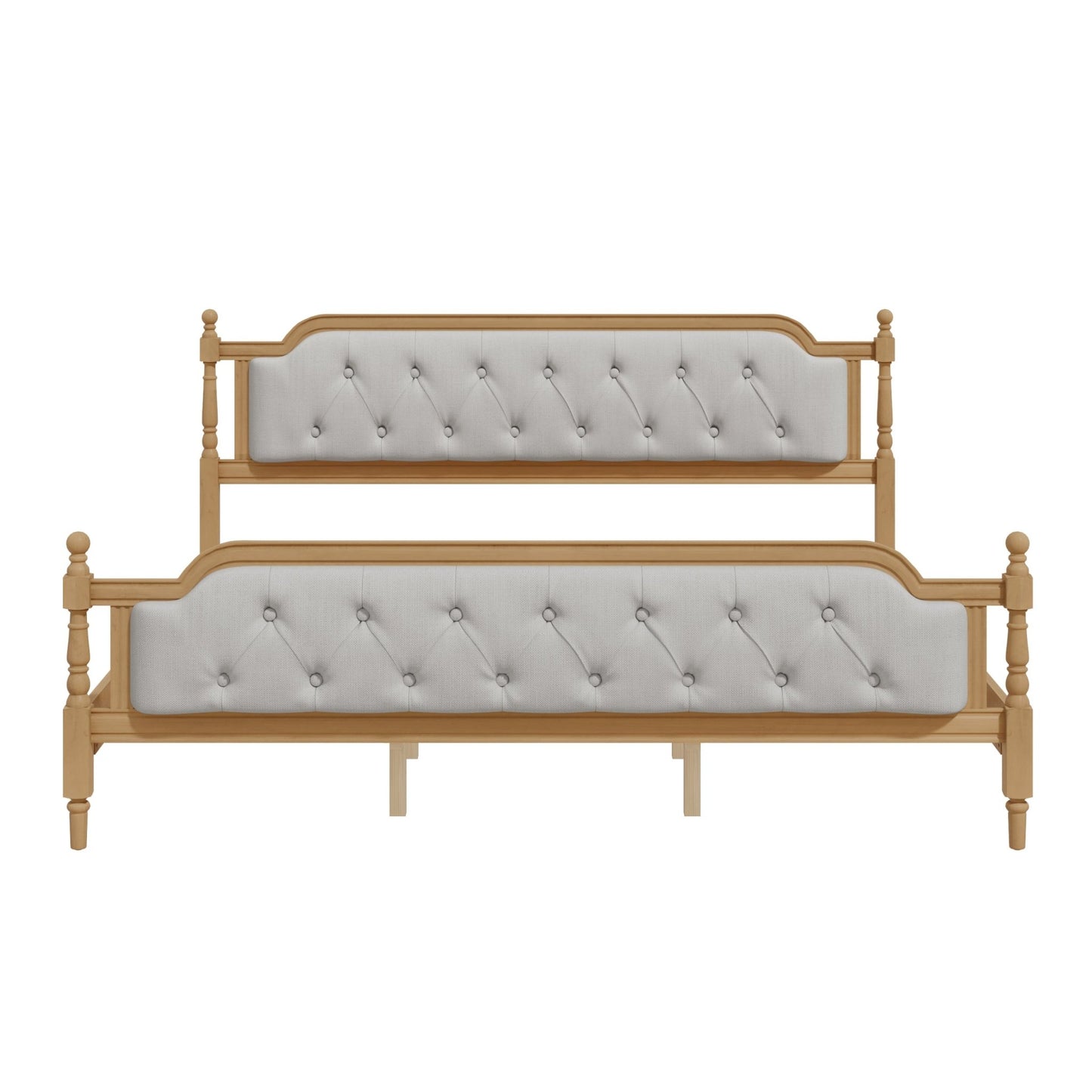 King Bed Versailles Haven Walnut Upholstered Wooden - Bunk and Bed Co.