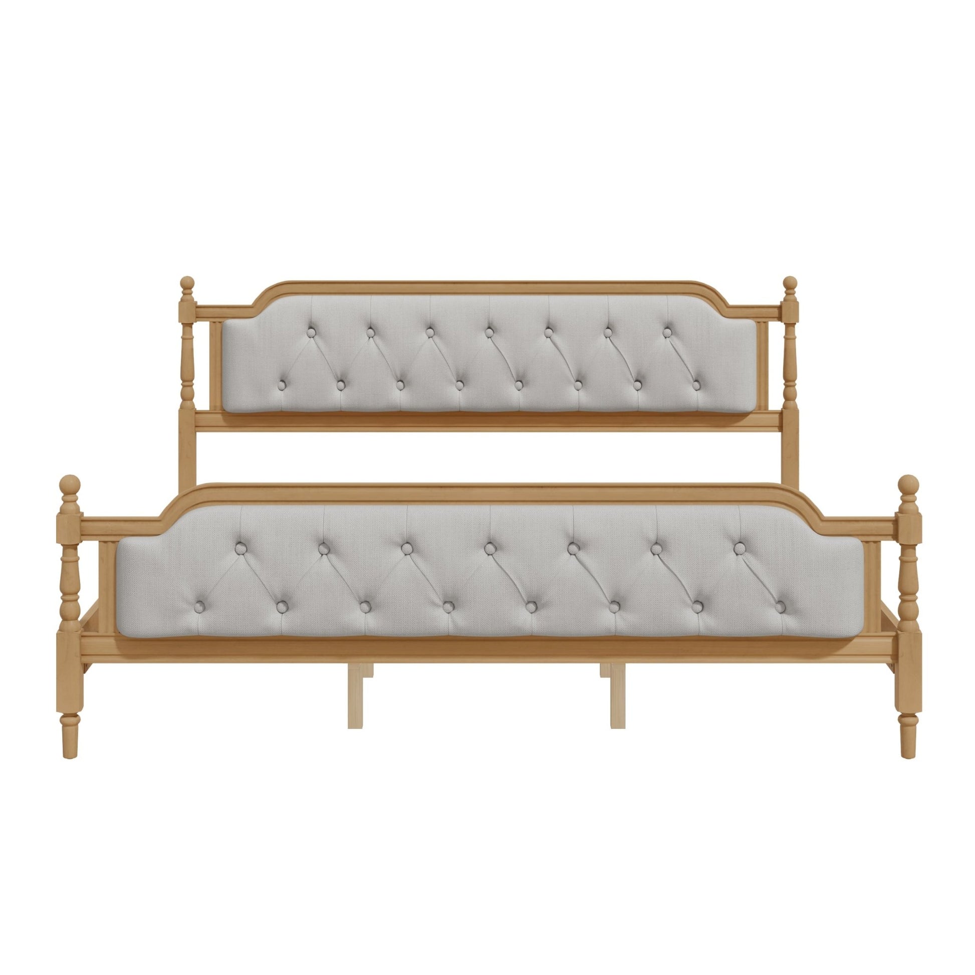 King Bed Versailles Haven Walnut Upholstered Wooden - Bunk and Bed Co.