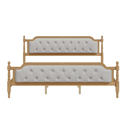 King Bed Versailles Haven Walnut Upholstered Wooden - Bunk and Bed Co.