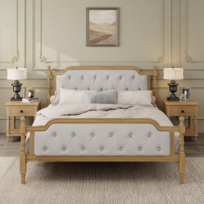 King Bed Versailles Haven Walnut Upholstered Wooden - Bunk and Bed Co.