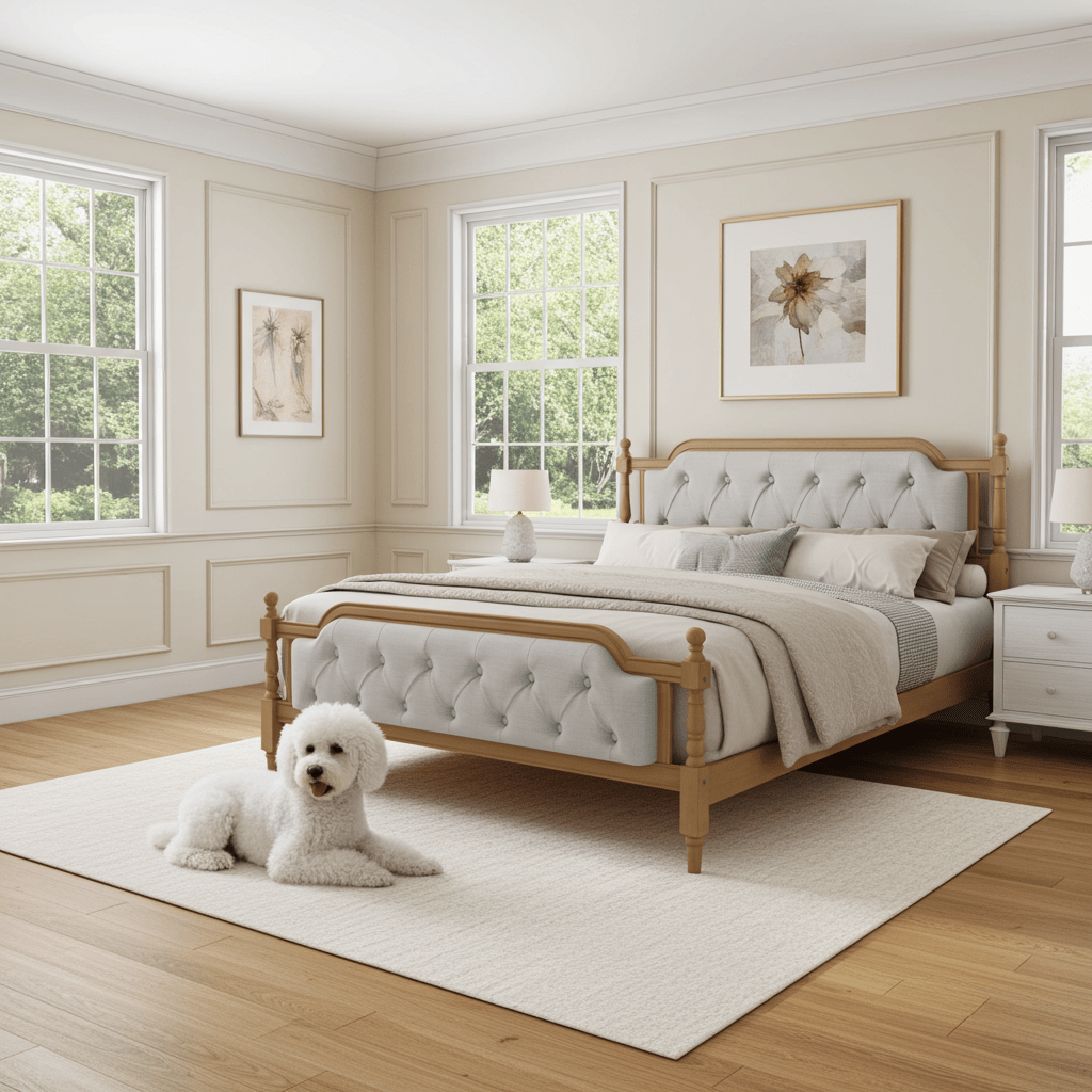 King Bed Versailles Haven Walnut Upholstered Wooden - Bunk and Bed Co.