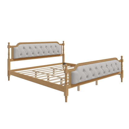 King Bed Versailles Haven Walnut Upholstered Wooden - Bunk and Bed Co.