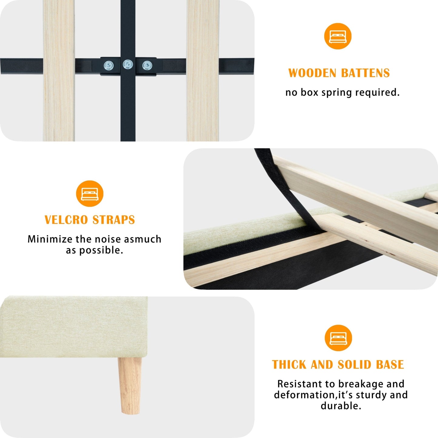 King Size Bed Frame Upholstered Platform Bed Margo - Bunk and Bed Co.