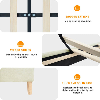 King Size Bed Frame Upholstered Platform Bed Margo - Bunk and Bed Co.