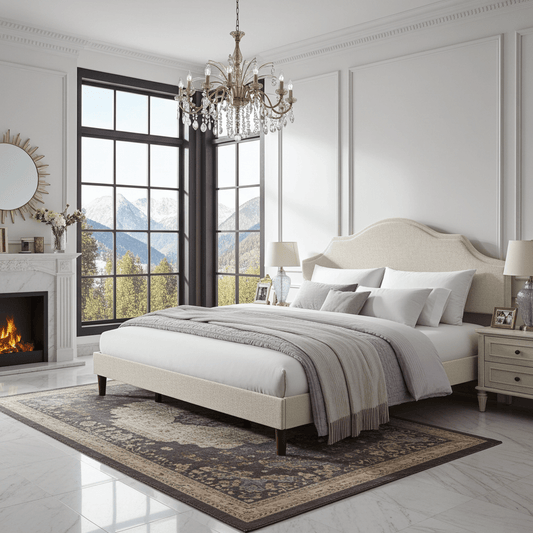 King Size Bed Frame Upholstered Platform Bed Margo - Bunk and Bed Co.