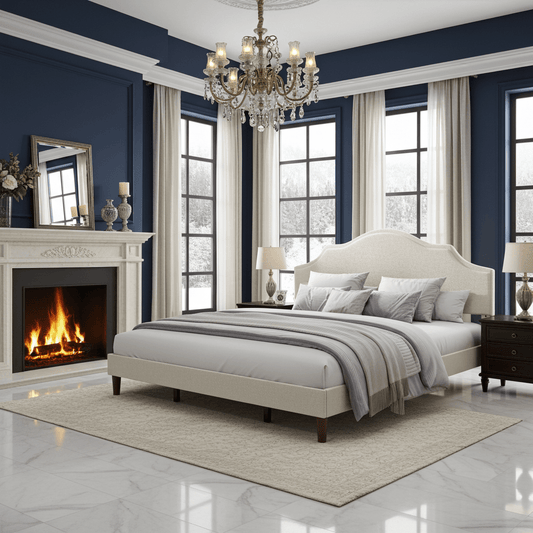 King Size Bed Frame Upholstered Platform Bed Margo - Bunk and Bed Co.