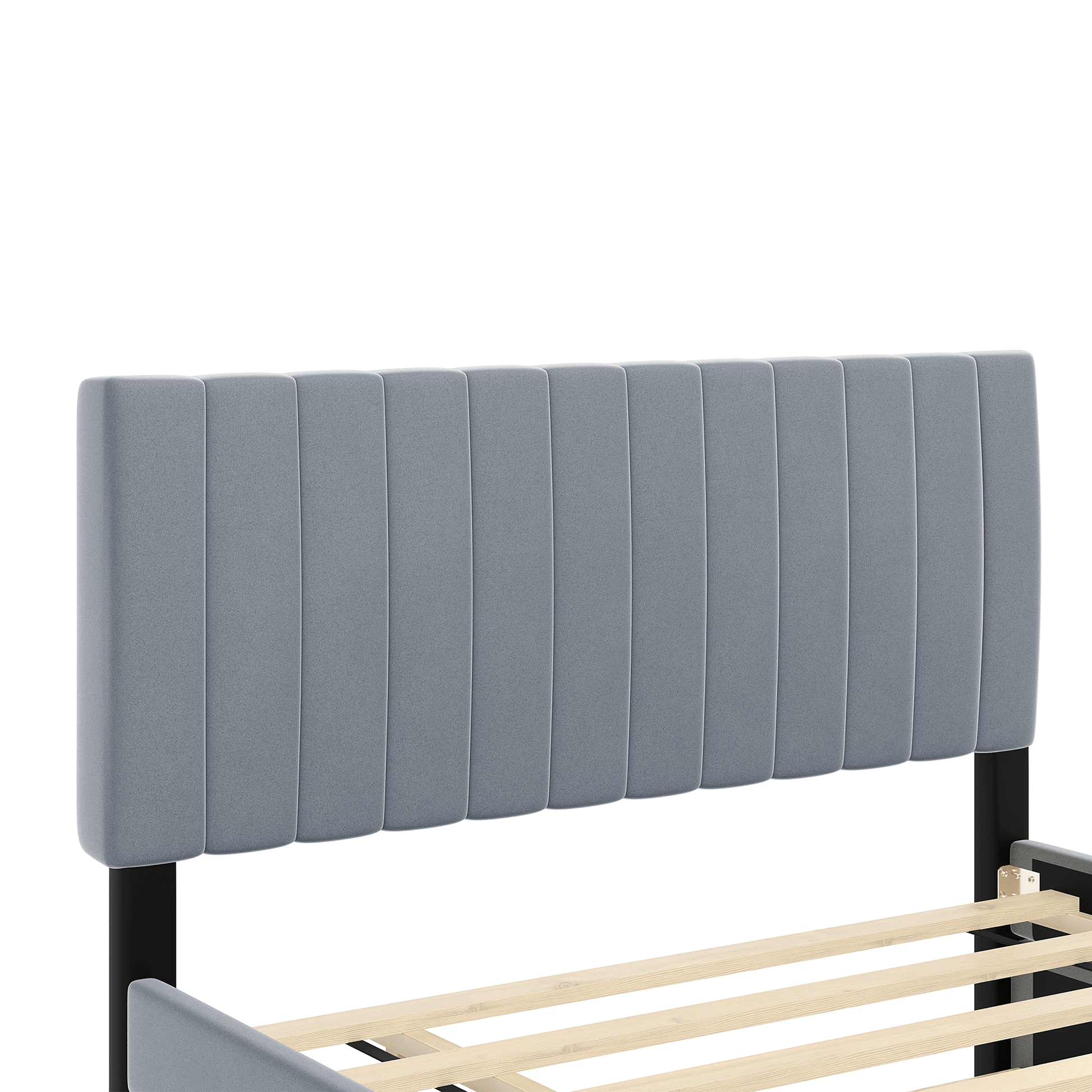 Linda Gray Velvet Full Bed with Twin Trundle - Bunk and Bed Co.