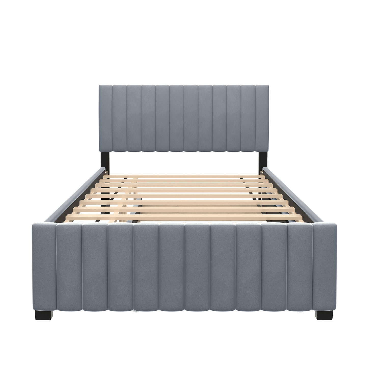 Linda Gray Velvet Full Bed with Twin Trundle - Bunk and Bed Co.