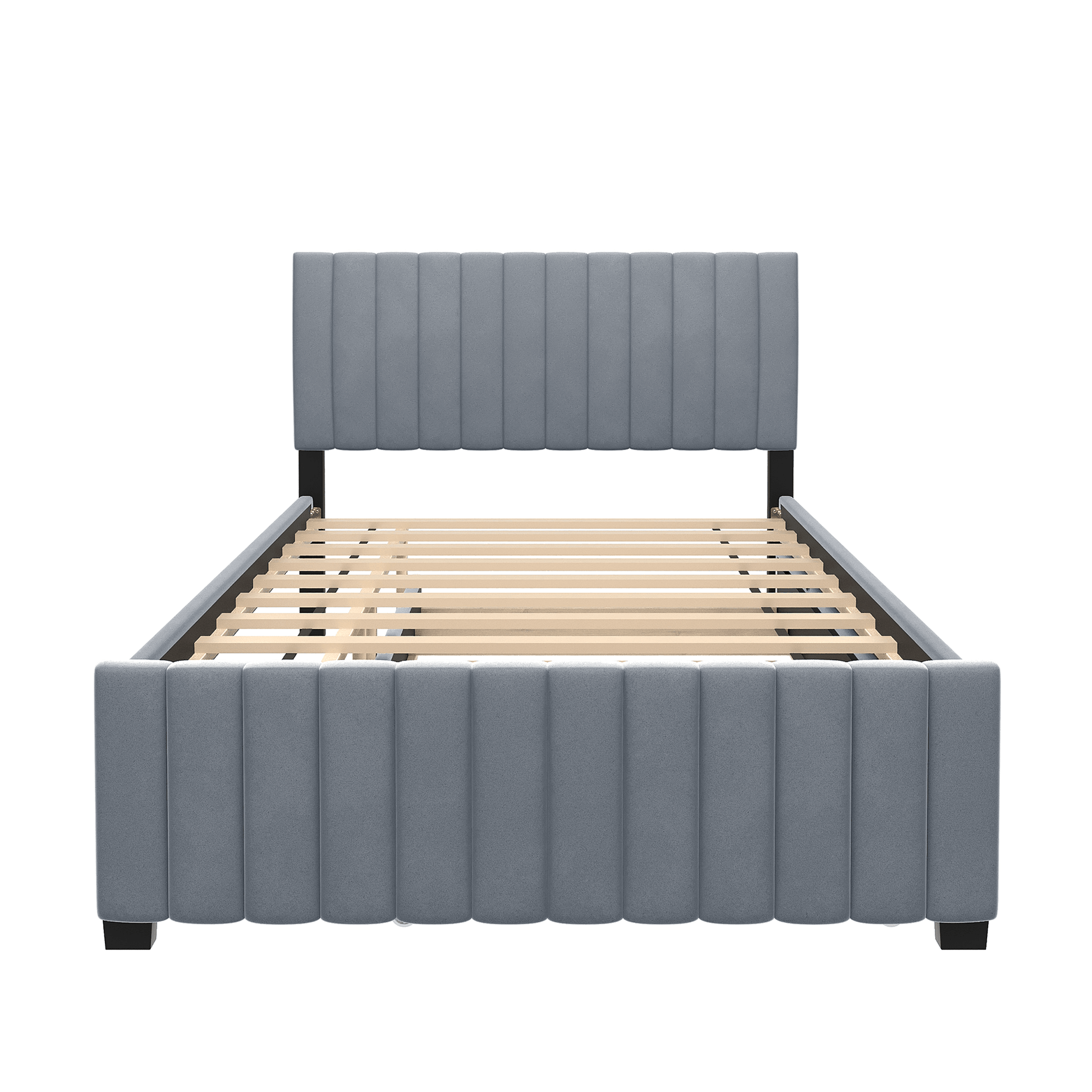 Linda Gray Velvet Full Bed with Twin Trundle - Bunk and Bed Co.