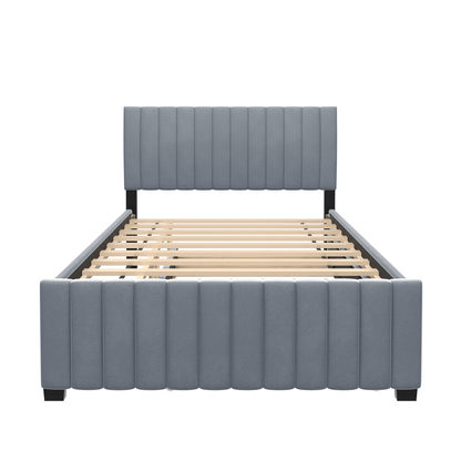 Linda Gray Velvet Full Bed with Twin Trundle - Bunk and Bed Co.
