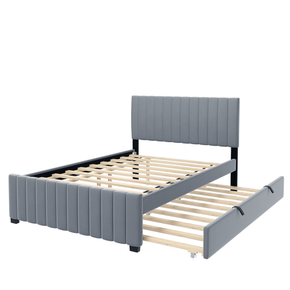 Linda Gray Velvet Full Bed with Twin Trundle - Bunk and Bed Co.