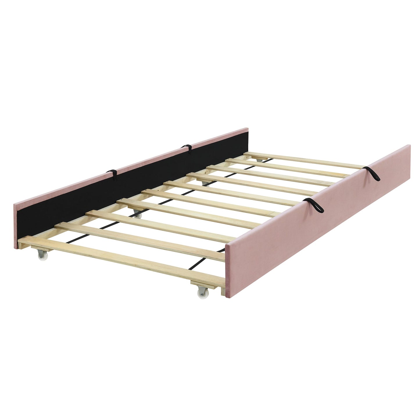 Linda Pink Velvet Twin Bed with Twin Trundle - Bunk and Bed Co.