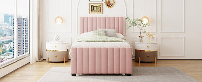 Linda Pink Velvet Twin Bed with Twin Trundle - Bunk and Bed Co.