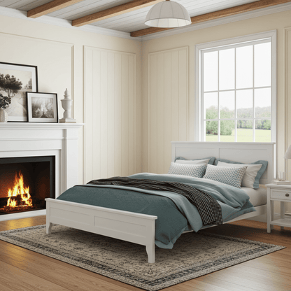 Maddison Modern White Solid Wood Queen Platform Bed - Bunk and Bed Co.