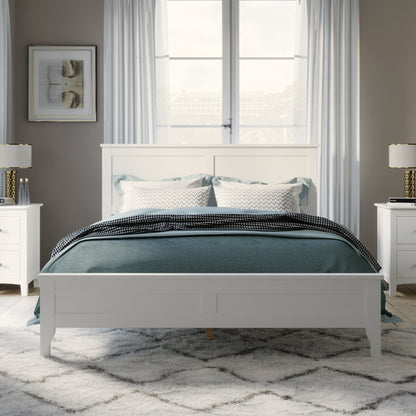 Maddison Modern White Solid Wood Queen Platform Bed - Bunk and Bed Co.