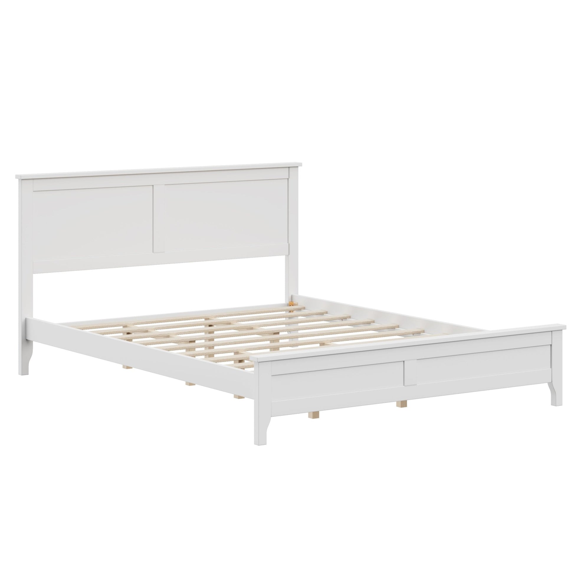 Maddison Modern White Solid Wood Queen Platform Bed - Bunk and Bed Co.