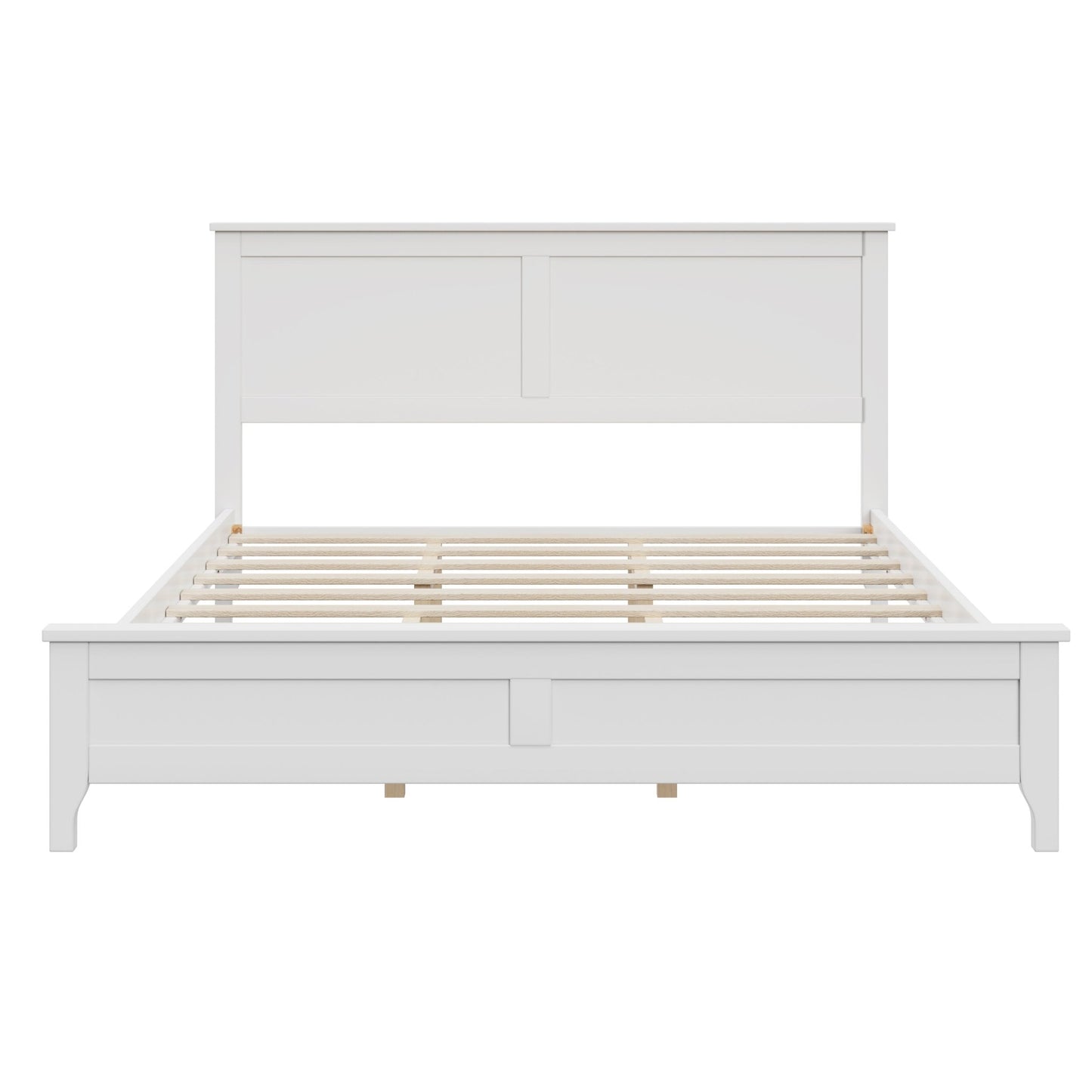 Maddison Modern White Solid Wood Queen Platform Bed - Bunk and Bed Co.