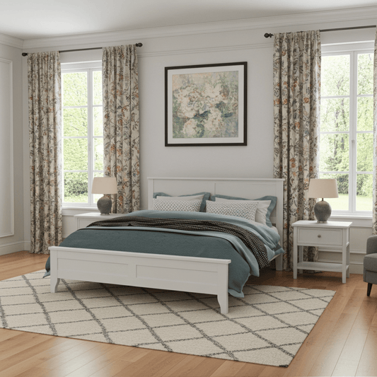 Maddison White Queen Platform Bed - Minimalist Solid Wood - Bunk and Bed Co.