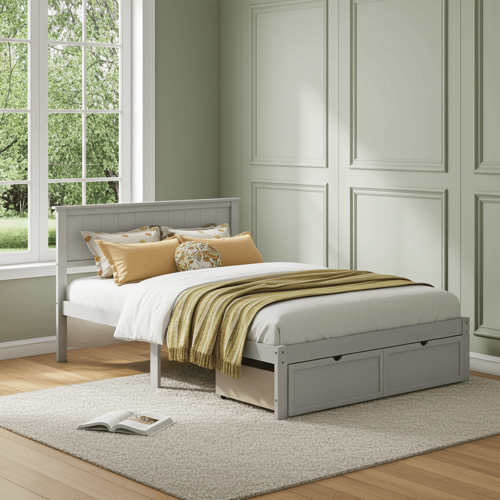 Meadowbrook Platform Full Size Bed With Drawer - Bunk and Bed Co.