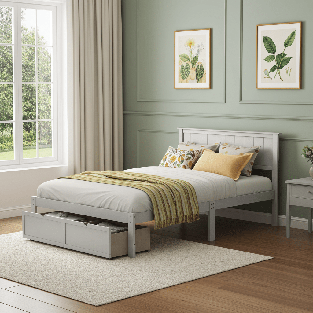 Meadowbrook Platform Full Size Bed With Drawer - Bunk and Bed Co.