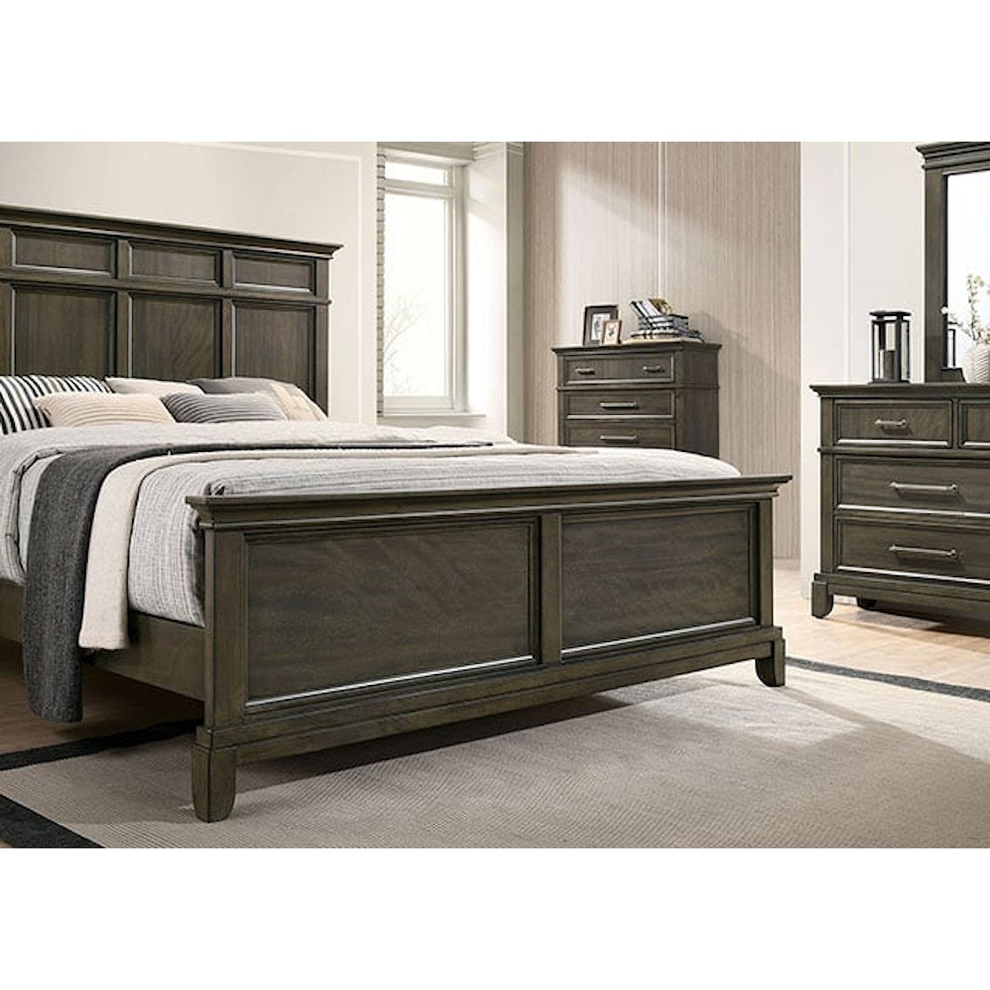 Modern Queen Size Bed Panel Style Headboard Gray - Bunk and Bed Co.