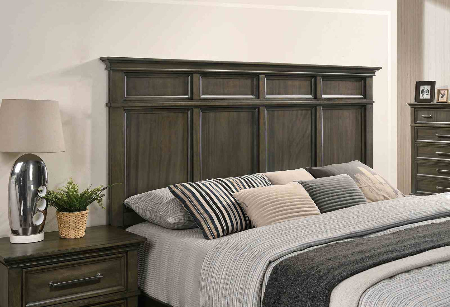 Modern Queen Size Bed Panel Style Headboard Gray - Bunk and Bed Co.