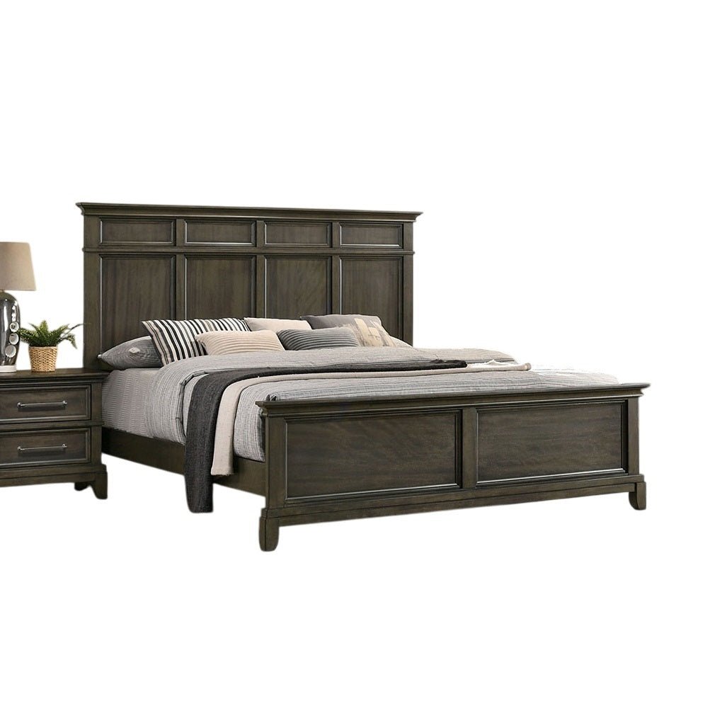 Modern Queen Size Bed Panel Style Headboard Gray - Bunk and Bed Co.