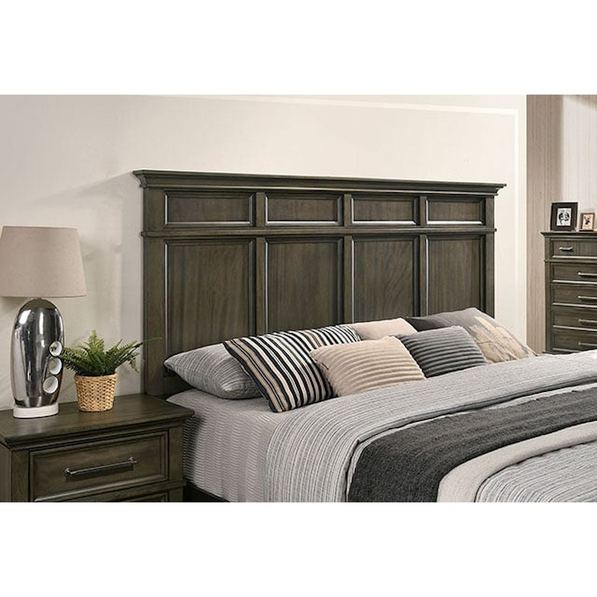 Modern Queen Size Bed Panel Style Headboard Gray - Bunk and Bed Co.