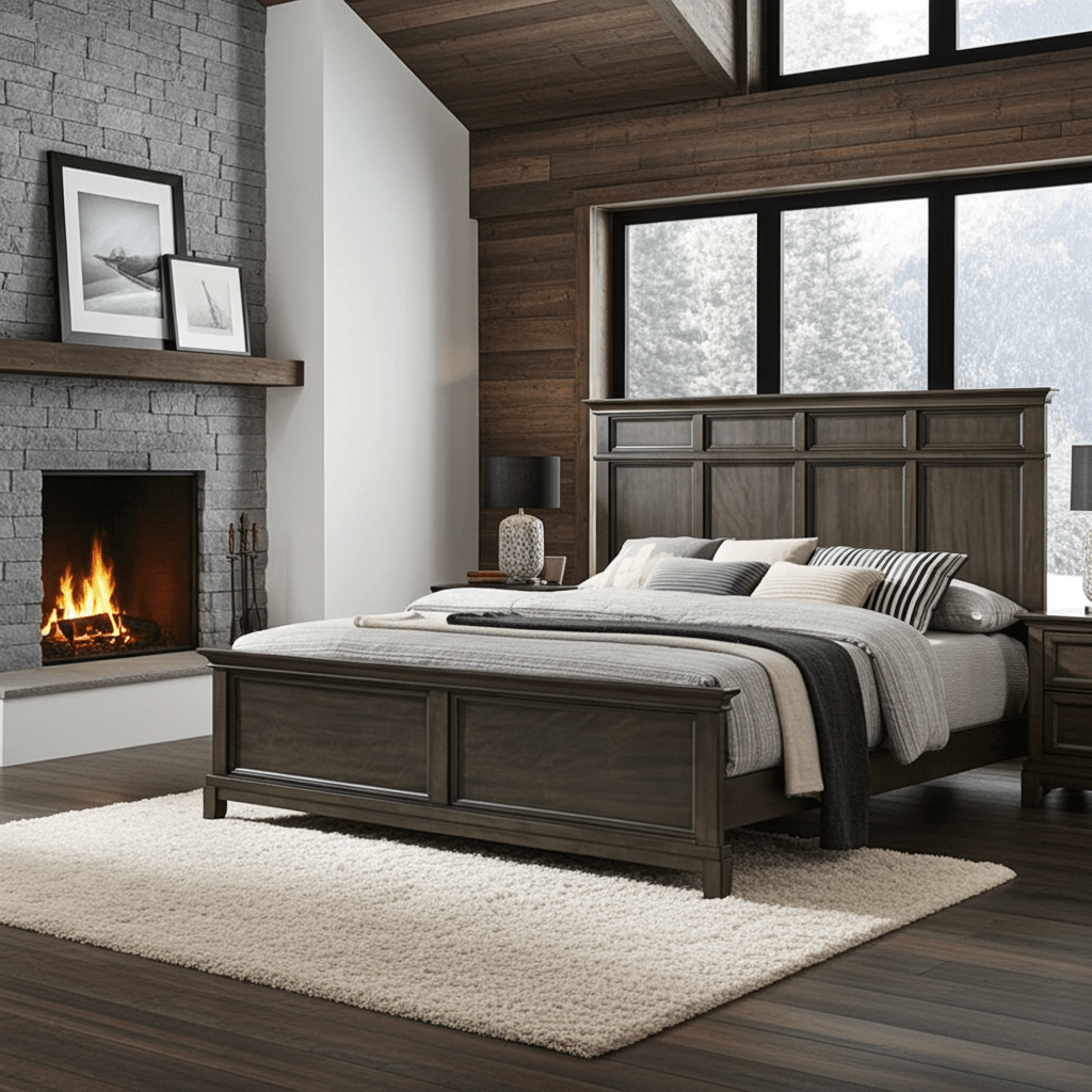 Modern Queen Size Bed Panel Style Headboard Gray - Bunk and Bed Co.