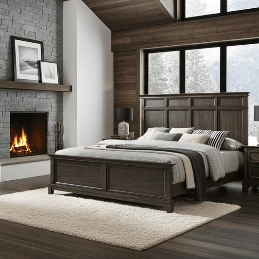 Modern Queen Size Bed Panel Style Headboard Gray - Bunk and Bed Co.