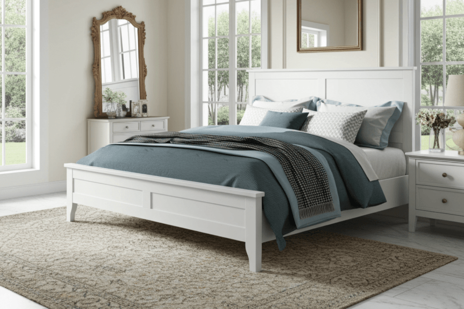 Monica White Platform Bed - King Size - Bunk and Bed Co.