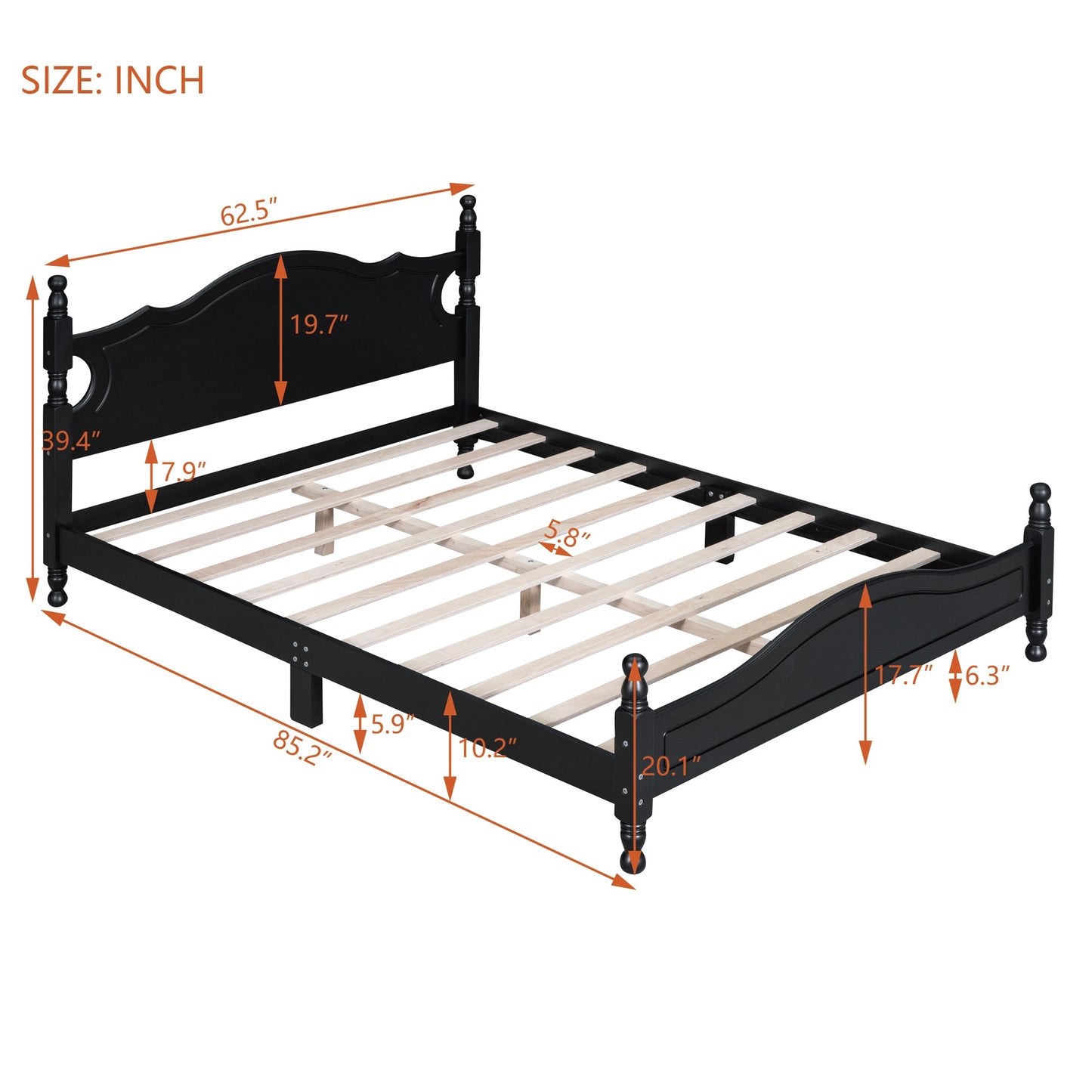 Montgomery Queen Size Wood Platform Bed Black - Bunk and Bed Co.