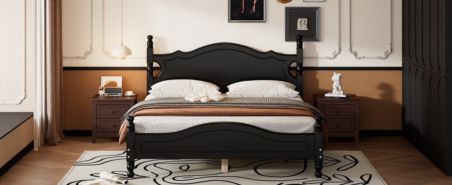 Montgomery Queen Size Wood Platform Bed Black - Bunk and Bed Co.