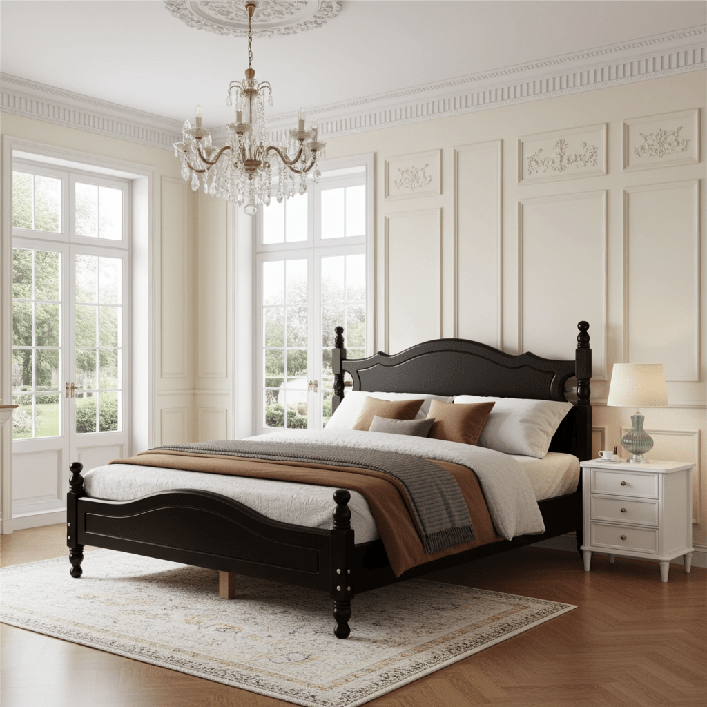 Montgomery Queen Size Wood Platform Bed Black - Bunk and Bed Co.