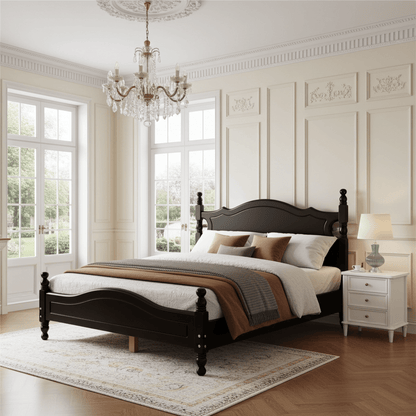 Montgomery Queen Size Wood Platform Bed Black - Bunk and Bed Co.