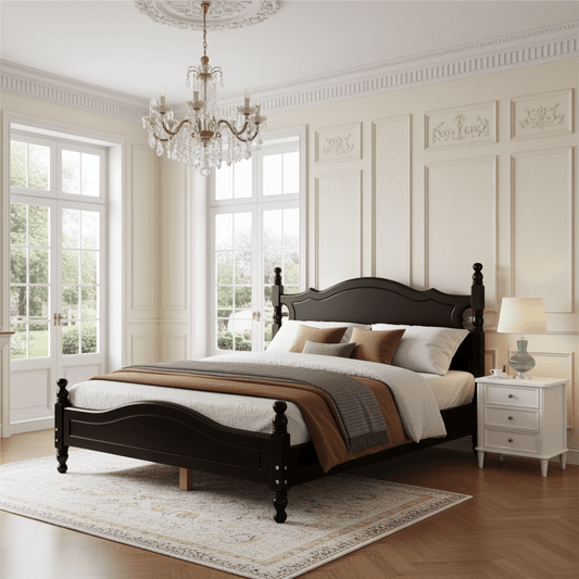 Montgomery Queen Size Wood Platform Bed Black - Bunk and Bed Co.