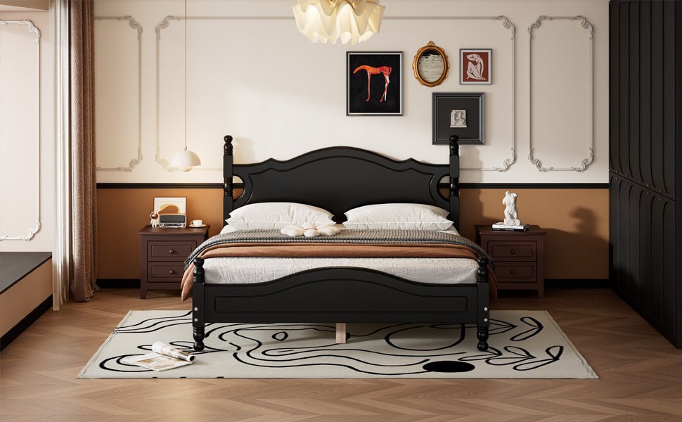 Montgomery Queen Size Wood Platform Bed Black - Bunk and Bed Co.