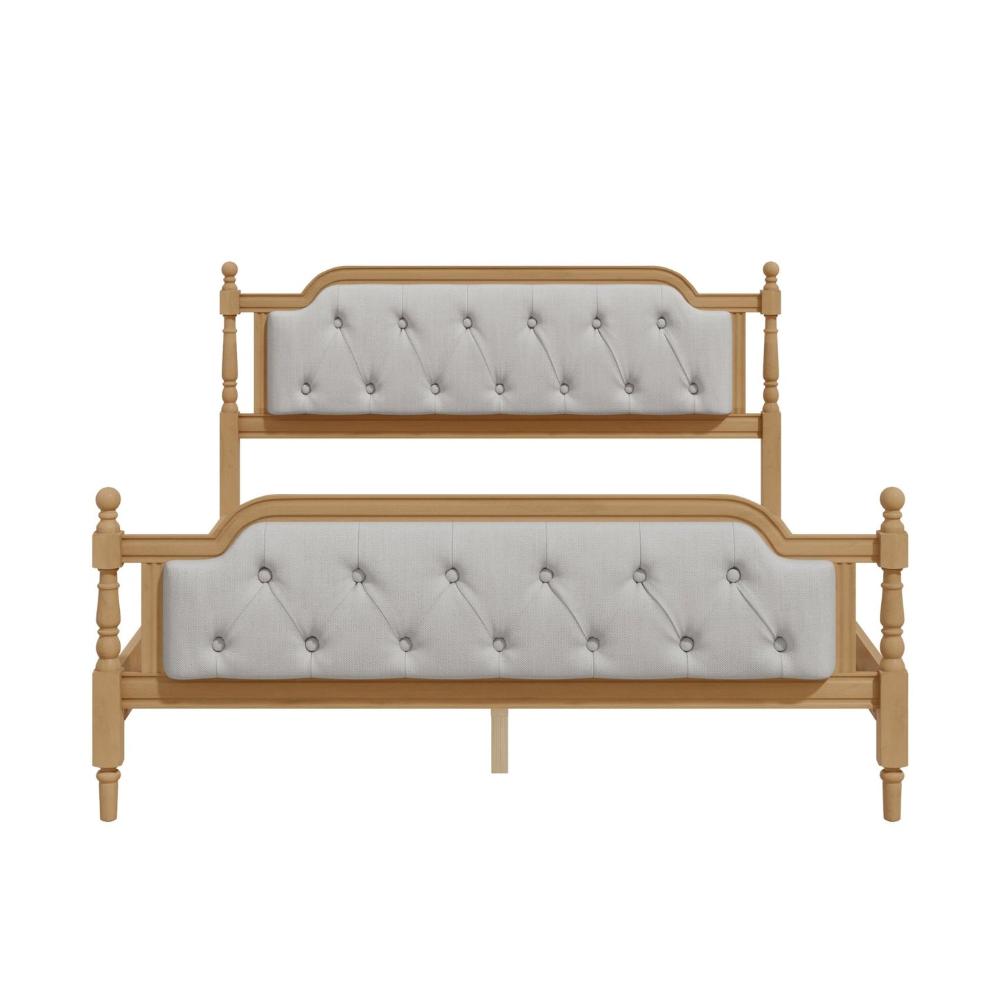Queen Bed Versailles Haven Upholstered Walnut Wood Queen Bed - Bunk and Bed Co.