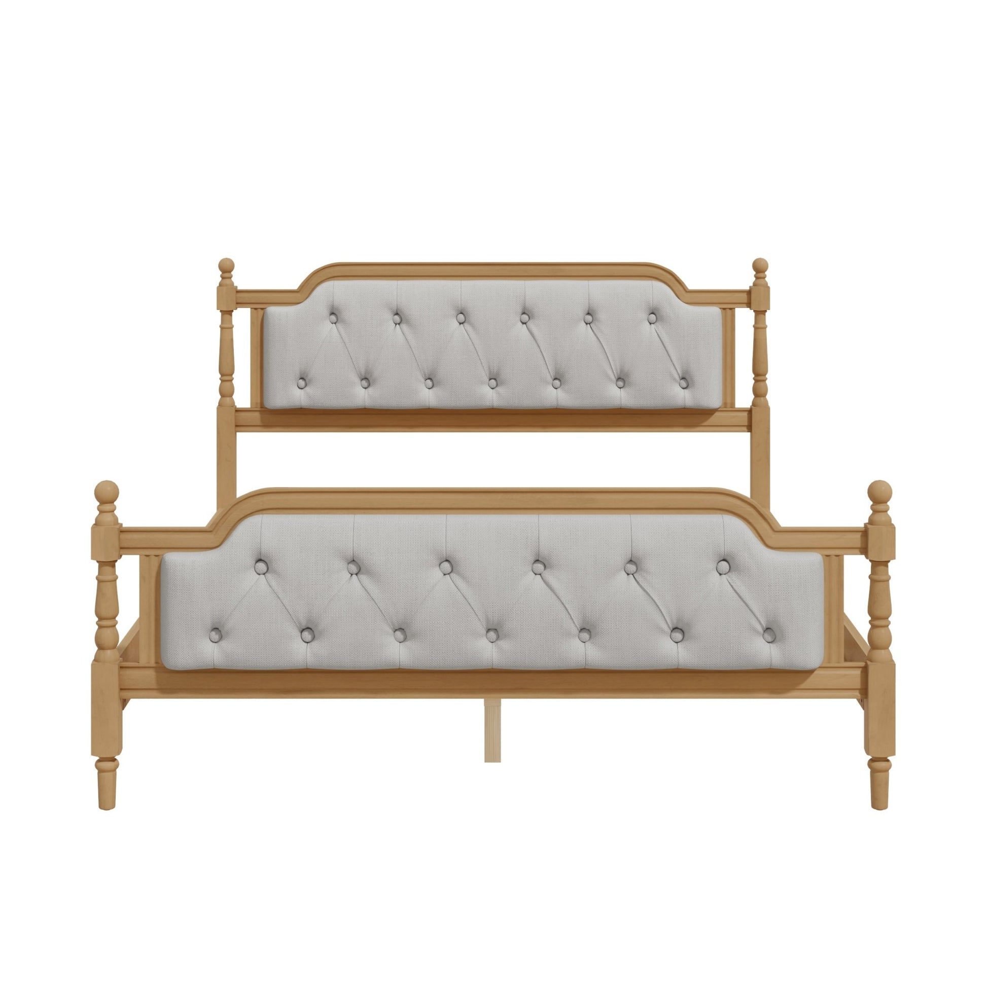 Queen Bed Versailles Haven Upholstered Walnut Wood Queen Bed - Bunk and Bed Co.