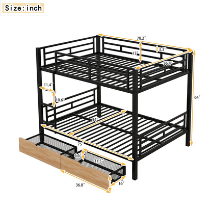 Remmy Bunk Bed Modern Metal Full Size 2 Drawers - Bunk and Bed Co.