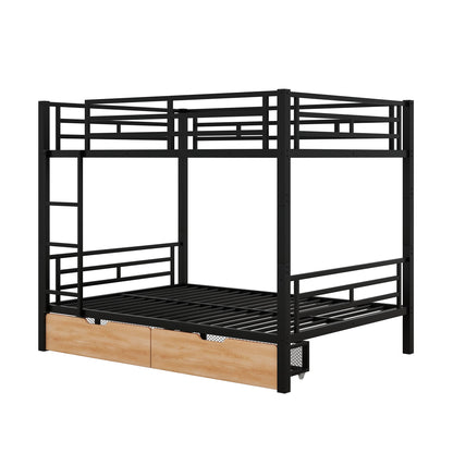 Remmy Bunk Bed Modern Metal Full Size 2 Drawers - Bunk and Bed Co.